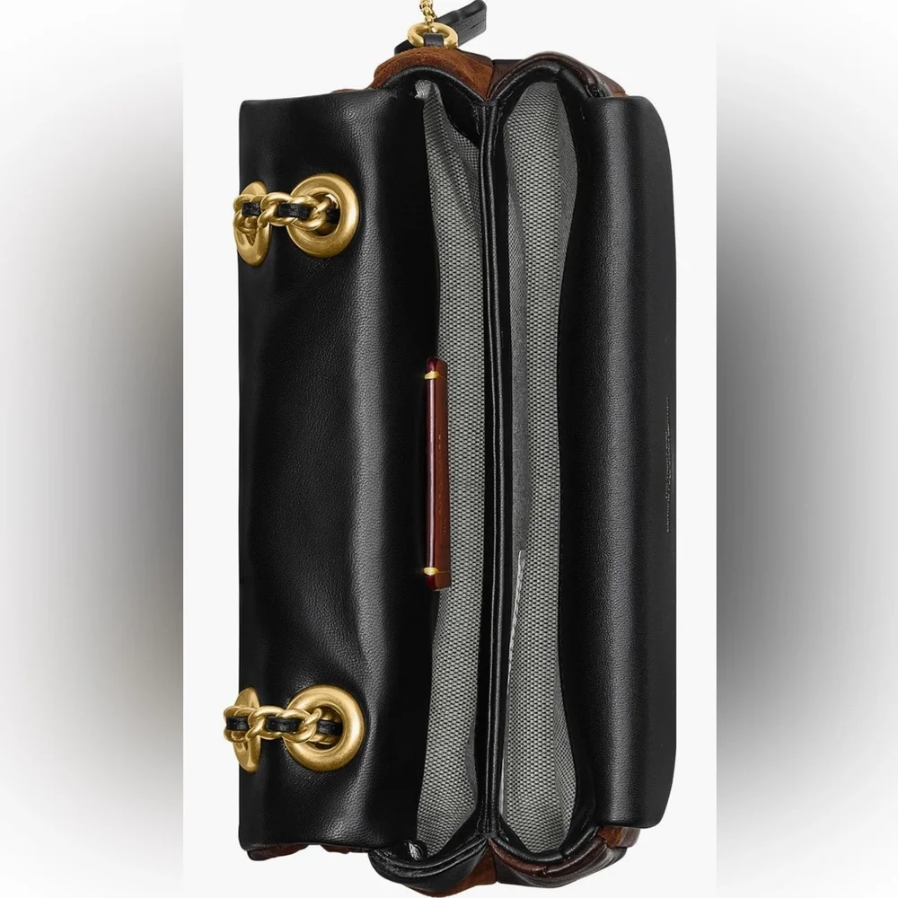 Coach Tabby 20 Patchwork Leather & Suede Shoulder Bag in Brown and Black - Picture 7 of 8